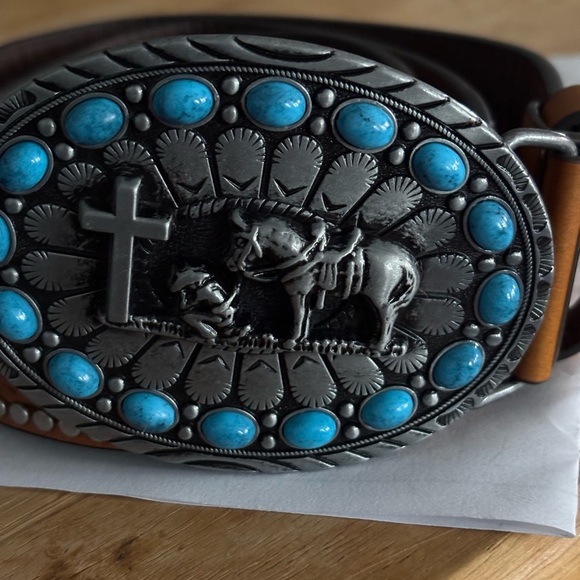 Belts With Religion Cross Cowboy Kneeling Prayer cowboys - Picture 3 of 5